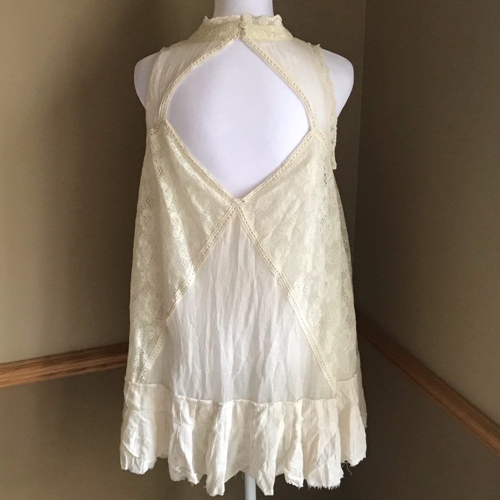 Free People Angel Lace Cut-Out Back Dress Ivory XS - Picture 8 of 13